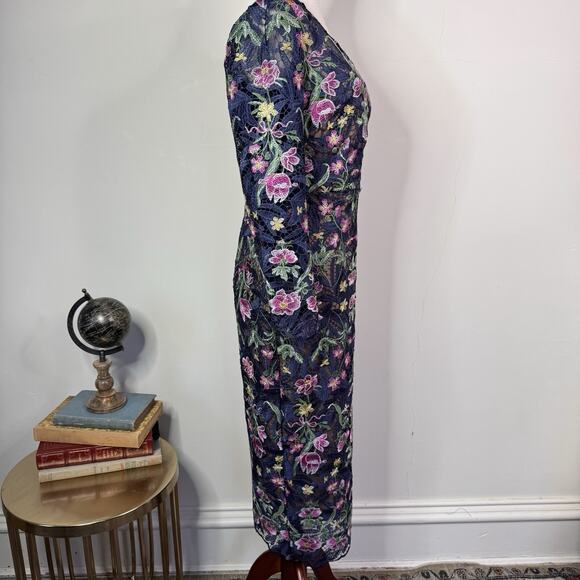NWT Marchesa Notte Sheath Dress Alexis Floral Embroidered Size 6 Formal Romantic - Picture 13 of 16